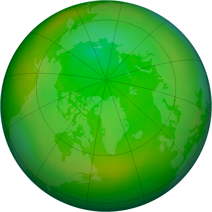 Arctic ozone map for July 1991